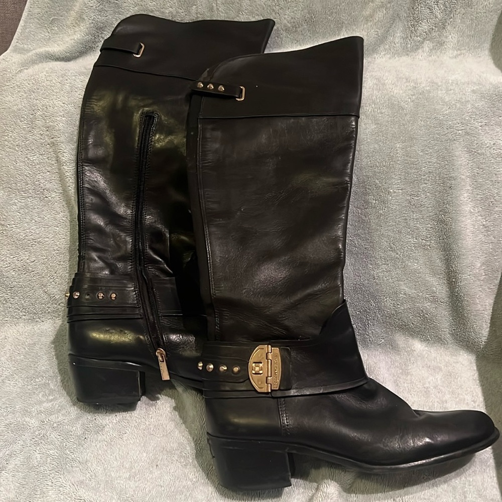 Vince Camuto Western Knee High Leather Boots - low heel - size 10 women’s
